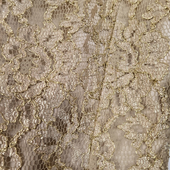 Vintage Jessica McClintock Gunne Sax Gold Lace Mini Dress Size 7/8 - Picture 5 of 6